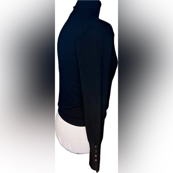 Zara Black Turtle Neck Sweater with Gold toned Buttons at the cuff Sz S - Picture 3 of 7